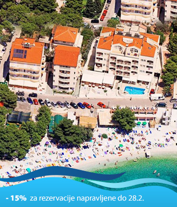 Hotel Horizont nalazi se u Baškoj Vodi, uz šetnicu, okružen borovom šumom na samo 50 metara od poznate plaže ''Nikolina''. Udaljen je samo 200 m od centra grada. Na pet spratova nudi ukupno 202 dobro namještene i opremljene sobe i apartmana, od kojih većina ima balkon s pogledom na more ili planinu. U hotelu se nalaze wellness i spa koji se prostiru na 2000 m2. Spa dio nudi bogat izbor bazena: unutrašnji bazen, vanjski bazen, hidro-masažni, kneipove kupke i kromatske tuševe. Oduševit će Vas svijet sauna u kojem se nalaze finska i ruska sauna, tursko kupatilo, slana sauna...